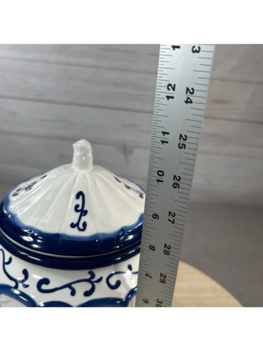 Heartfelt Kitchen Creations Blue & White Porcelain Lidded Ginger Jar Canister